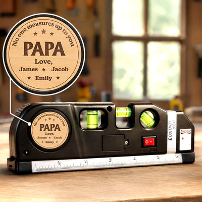 Custom Laser Level Tool - Personalized Father's Day Birthday Gifts For Dad, Grandpa - Built On Love That Lasts