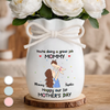 Custom Flower Vase With Ribbon - Personalized Baby Shower, Gender Reveal Gifts For New Moms, Wife, Daughter - Her First Mother’s Day In Bloom