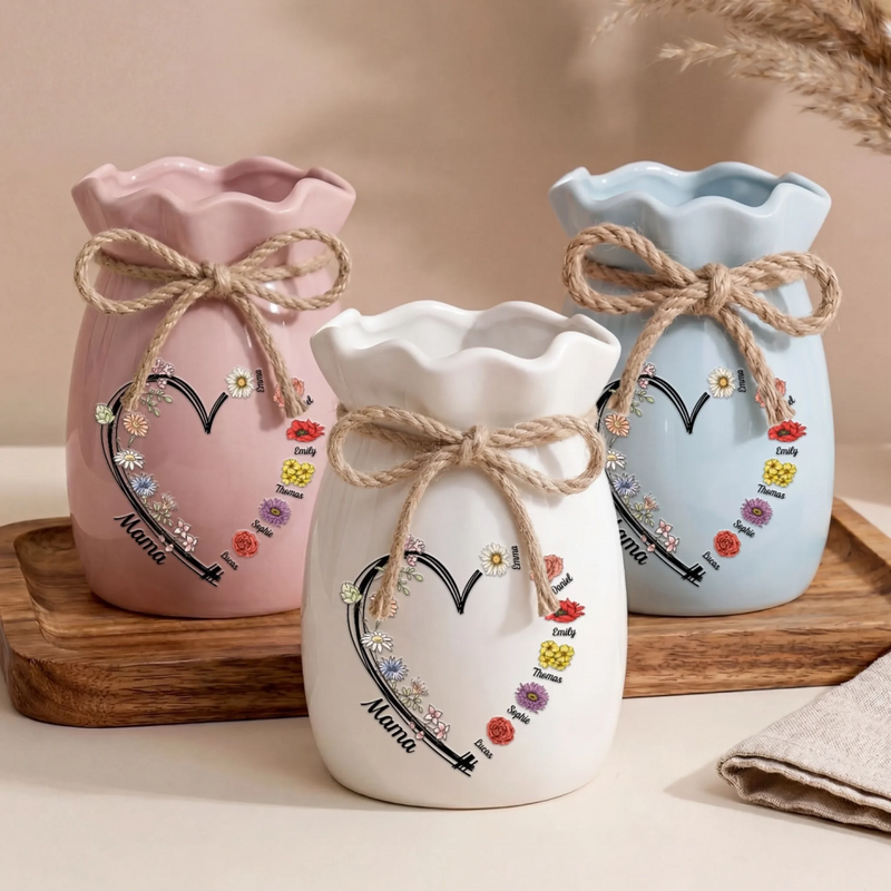 Custom Flower Vase With Ribbon - Personalized Mother's Day Birthday Gifts For Mom, Grandma - Every Bloom Belongs To Mommy