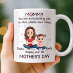 Custom Mug - Personalized Mother's Day, Baby Shower, Gender Reveal Gifts For New Moms, Wife, Daughter - Doing Mom Things Like A Boss