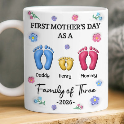 Custom 3D Inflated Effect Printed Mug - Personalized Mother's Day, Baby Shower, Gender Reveal Gifts For New Moms, Wife, Daughter - Our Little Family