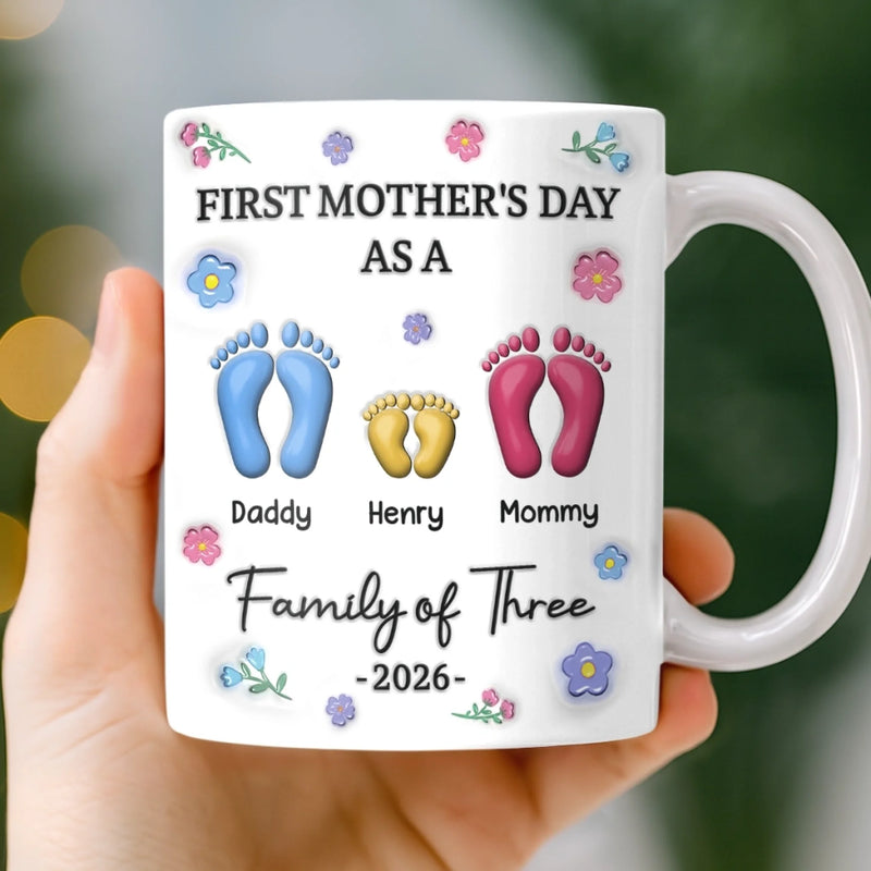 Custom 3D Inflated Effect Printed Mug - Personalized Mother's Day, Baby Shower, Gender Reveal Gifts For New Moms, Wife, Daughter - Our Little Family