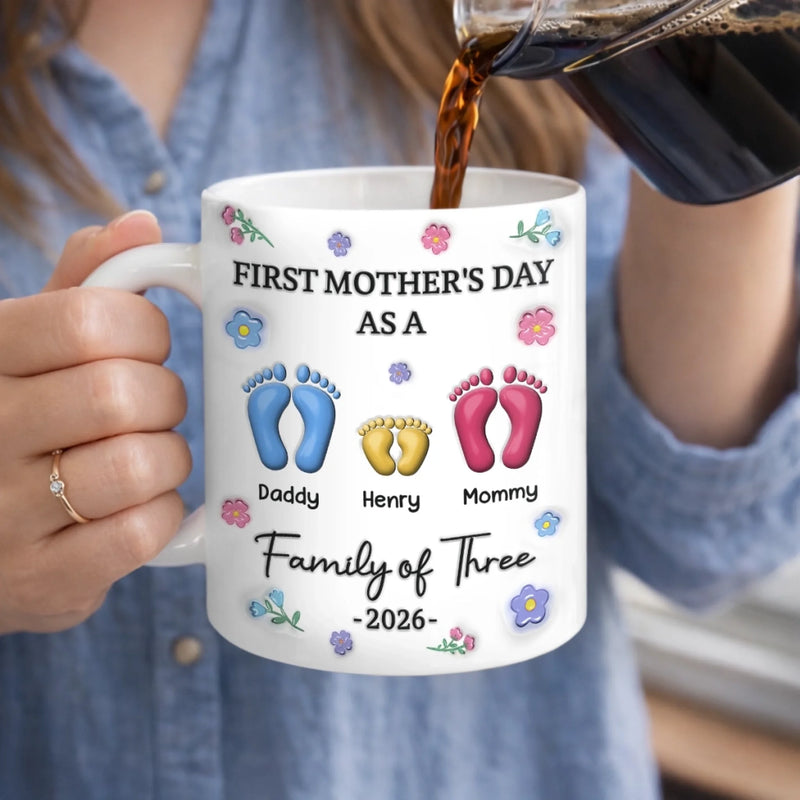 Custom 3D Inflated Effect Printed Mug - Personalized Mother's Day, Baby Shower, Gender Reveal Gifts For New Moms, Wife, Daughter - Our Little Family