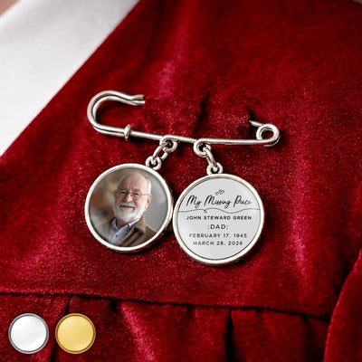 Custom Lapel Pin With Photo Charms - Personalized Memorial Sympathy Graduation Gifts For Him, Her - Your Love Was My Education