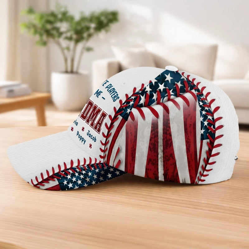 Custom Hat, All Over Print Classic Cap - Personalized Mother's Day, Father's Day Gifts For Mom, Grandma - Favorite Players Call Me Mama