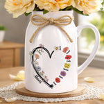 Custom Ceramic Pitcher Flower Vase - Personalized Mother's Day Birthday Gifts For Mom, Grandma - A Bouquet Made Of Love
