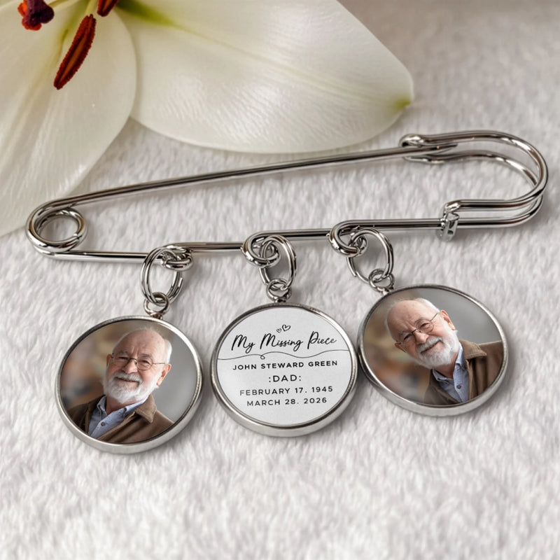 Custom Lapel Pin With Photo Charms - Personalized Memorial Sympathy Graduation Gifts For Him, Her - Your Love Was My Education