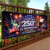 Custom Polyester Outdoor Banner - Personalized America 250th Anniversary Gifts For Mom, Dad, Brother, Sister, Kids - United We Stand Stronger Together
