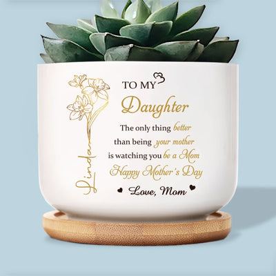 Custom Home Decor Ceramic Plant Pot - Personalized Mother's Day Birthday Gifts For Daughter - Love Grows Beautifully Through You