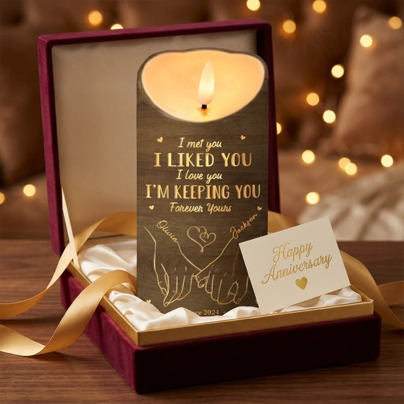 You're My Happy Place - Couple Personalized Custom LED Candle - Gift For Husband Wife, Anniversary