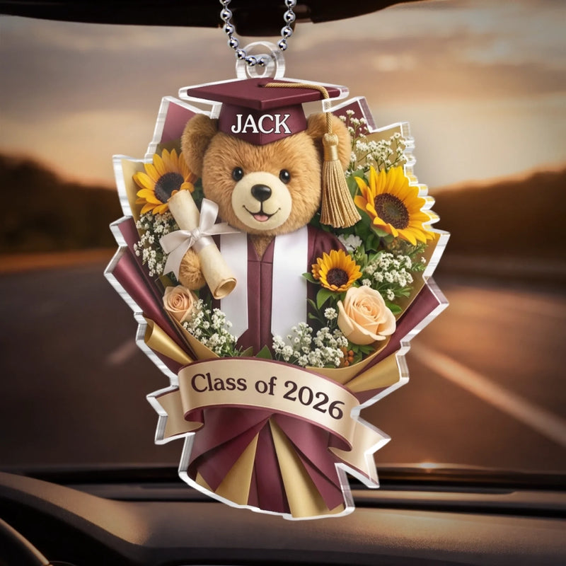 Custom Acrylic Car Ornament - Personalized Graduation Gifts For Him, Her - And So The Adventure Begins