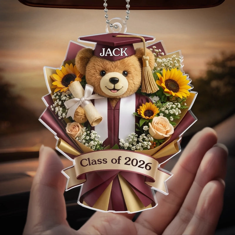 Custom Acrylic Car Ornament - Personalized Graduation Gifts For Him, Her - And So The Adventure Begins