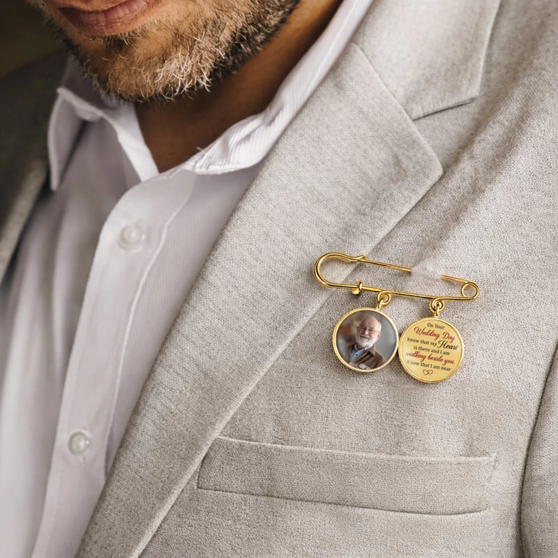 Custom Lapel Pin With Photo Charms - Personalized Memorial Sympathy Graduation Gifts For Him, Her - Gone But Never Truly Apart