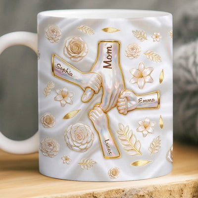 Custom 3D Inflated Effect Printed Mug - Personalized Mother's Day Gifts For Mom, Grandma - Her Hands Hold Our World