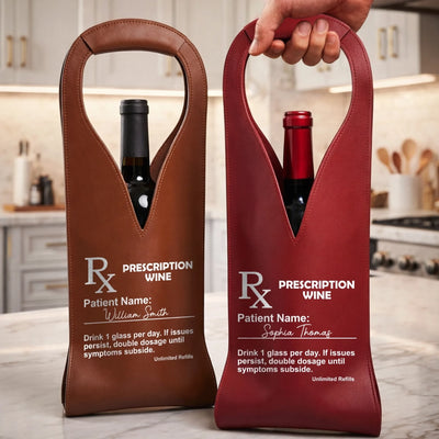 Custom Leather Wine Bag - Personalized Funny Gifts For Best Friends, Family, Coworker, Work Bestie - Sip Happens