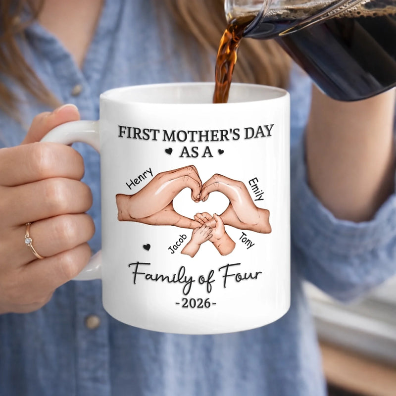 Custom Mug - Personalized Mother's Day, Baby Shower, Gender Reveal Gifts For New Moms, Wife, Daughter - Love At First Kick