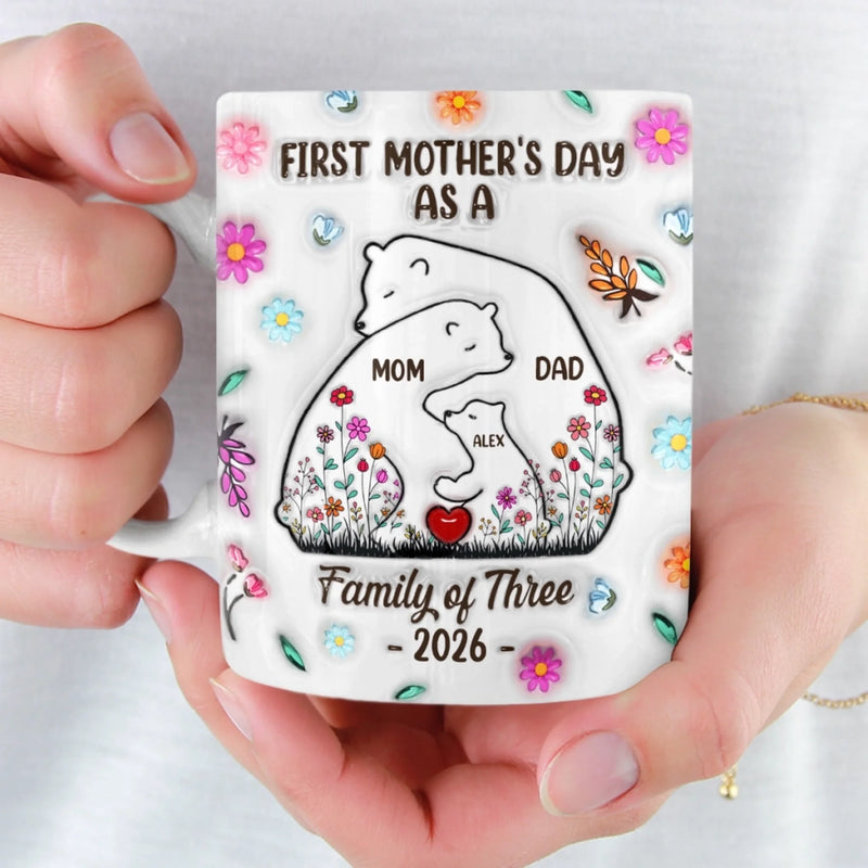 Custom 3D Inflated Effect Printed Mug - Personalized Mother's Day, Baby Shower, Gender Reveal Gifts For New Moms, Wife, Daughter - Family Is Where Hugs Never End