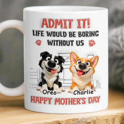 Custom 3D Inflated Effect Printed Mug - Personalized Mother's Day Birthday Gifts For Dog Lovers, Dog Dad And Mom - Mom’s Daily Dose Of Chaos