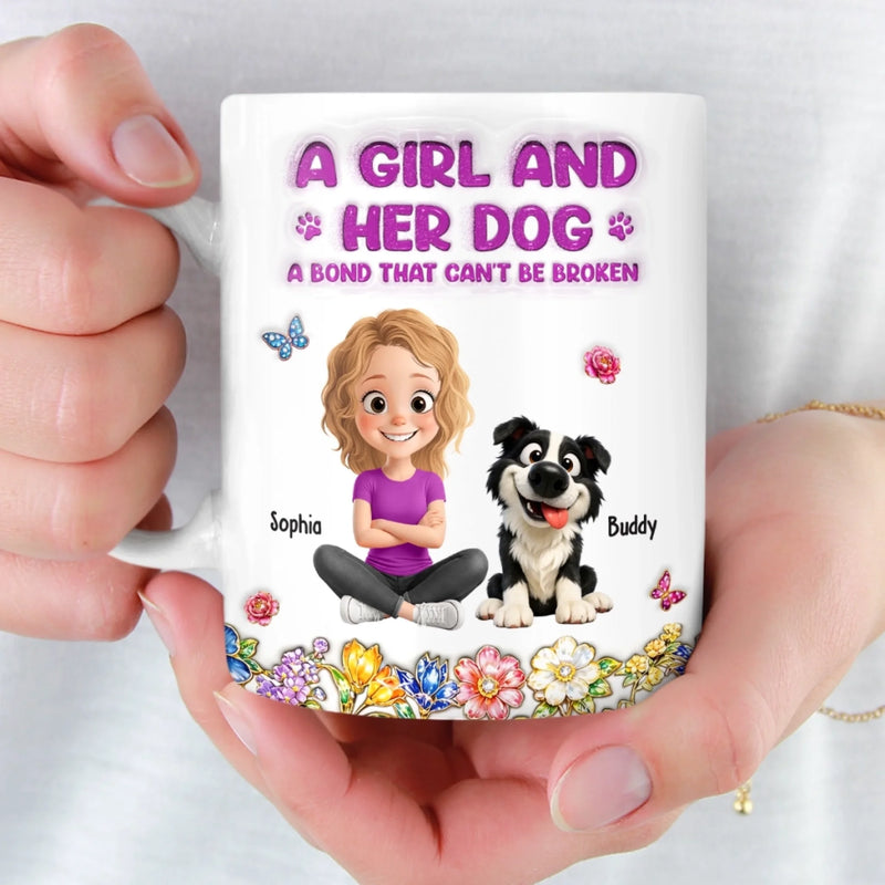 Custom 3D Inflated Effect Printed Mug - Personalized Mother's Day Birthday Gifts For Dog Lovers, Dog Dad And Mom - Besties With Paws Forever