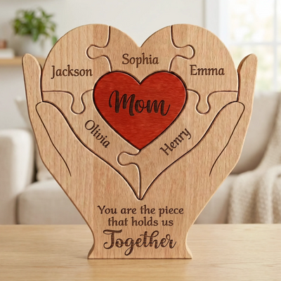 Custom Shaped Wooden Art Puzzle - Personalized Mother's Day Birthday Gifts For Mom, Grandma - Mom Love Never Fades