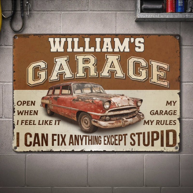 Custom Home Decor Metal Sign - Personalized  Father's Day Birthday Gifts For Men, Man Cave, Dad, Grandpa - My Garage, My Rules