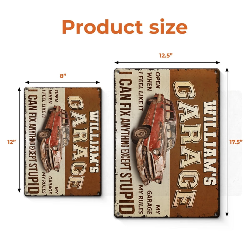 Custom Home Decor Metal Sign - Personalized  Father's Day Birthday Gifts For Men, Man Cave, Dad, Grandpa - My Garage, My Rules