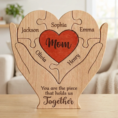 Custom Shaped Wooden Art Puzzle - Personalized Mother's Day Birthday Gifts For Mom, Grandma - Mom Love Never Fades