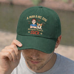 Custom Vintage Washed Denim Baseball Cap - Personalized Mother's Day, Father's Day Gifts For Dog Lovers, Dog Dad And Mom - Paws Make Life Better
