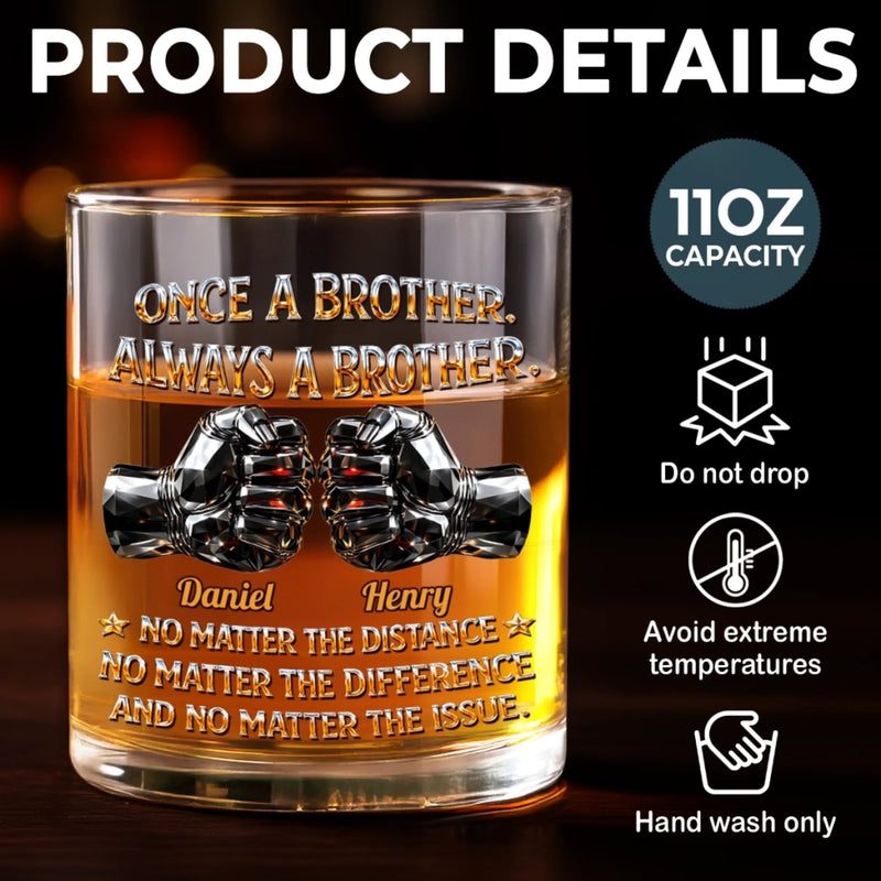 Custom Whiskey Glass - Personalized Birthday Gifts For Brother - Brothers Always Got Your Back