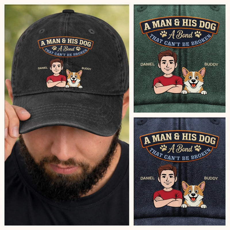 Custom Vintage Washed Denim Baseball Cap - Personalized Father's Day Gifts For Dog Lovers, Dog Dad And Mom - Certified Dog Dad