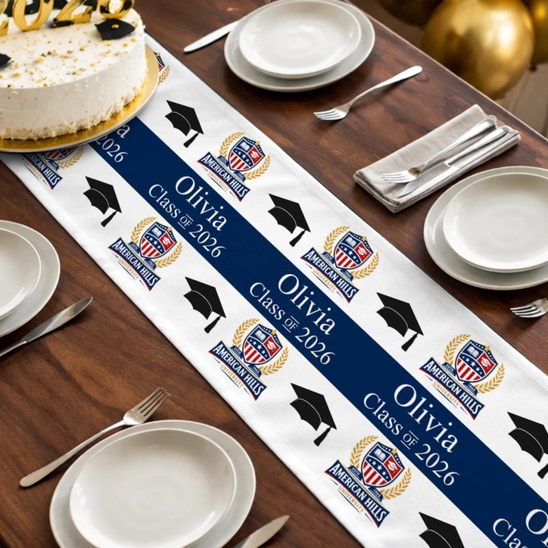 Custom Photo Table Runner - Personalized Graduation Gifts For Him, Her - The Journey Begins Today
