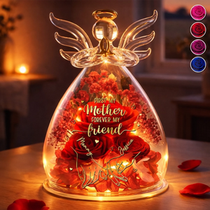 Custom Angel Dome With Preserved Flowers - Personalized Mother's Day Birthday Gifts For Mom, Daughter - Mom Love Never Fades