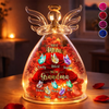 Custom Angel Glass Dome With Preserved Flowers - Personalized Mother's Day Birthday Gifts For Mom, Grandma - Mom Then, Grandma Now, Loved Forever