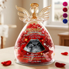 Custom Photo Angel Glass Dome With Preserved Flowers - Personalized Baby Shower, Gender Reveal Gifts For New Moms, Wife, Daughter - First Cuddles Coming Soon