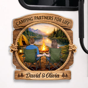 Custom Door Magnet - Personalized Anniversary Wedding Camping Gifts For Campers, Husband And Wife, Him And Her - Camping Partners For Life