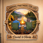 Custom Door Magnet - Personalized Anniversary Wedding Camping Gifts For Campers, Husband And Wife, Him And Her - Camping Partners For Life