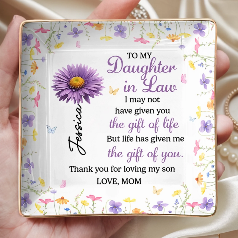 Custom Full-Print Jewelry Dish - Personalized Mother's Day Birthday Gifts For Daughter-In-Law - So Lucky To Have You