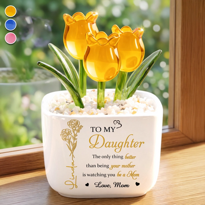 Custom Glass Everlasting Tulips - Personalized Mother's Day Birthday Gifts For Mom, Daughter - My Forever Love