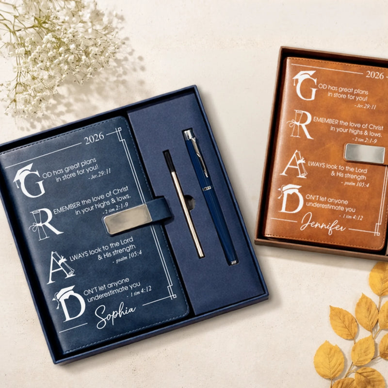Custom PU Leather Notebook -  Personalized Graduation Gifts For Him, Her - Hard Work Paid Off