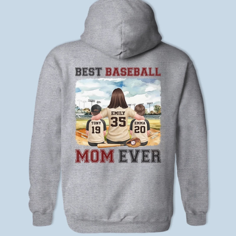 Custom Back Printed Unisex T-shirt, Premium T-shirt, Hoodie - Personalized Mother's Day Gifts For Baseball Mom, Grandma - Best Baseball Mom Ever