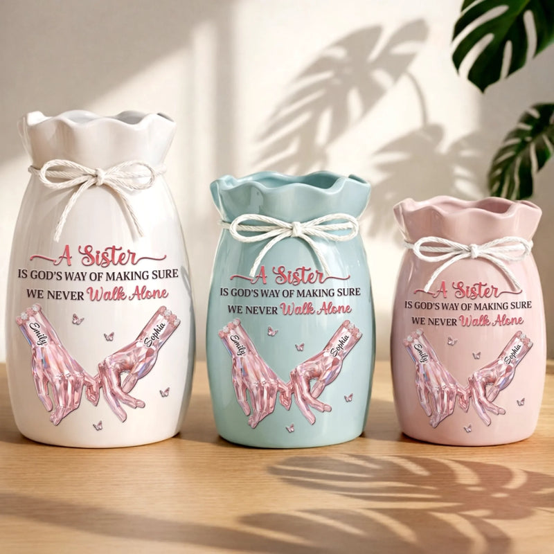 Custom Flower Vase With Ribbon - Personalized Best Friend Birthday Gifts For Women, Besties, Sisters, BFF - A Bond That Never Fades