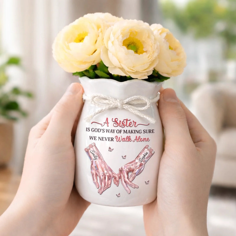 Custom Flower Vase With Ribbon - Personalized Best Friend Birthday Gifts For Women, Besties, Sisters, BFF - A Bond That Never Fades