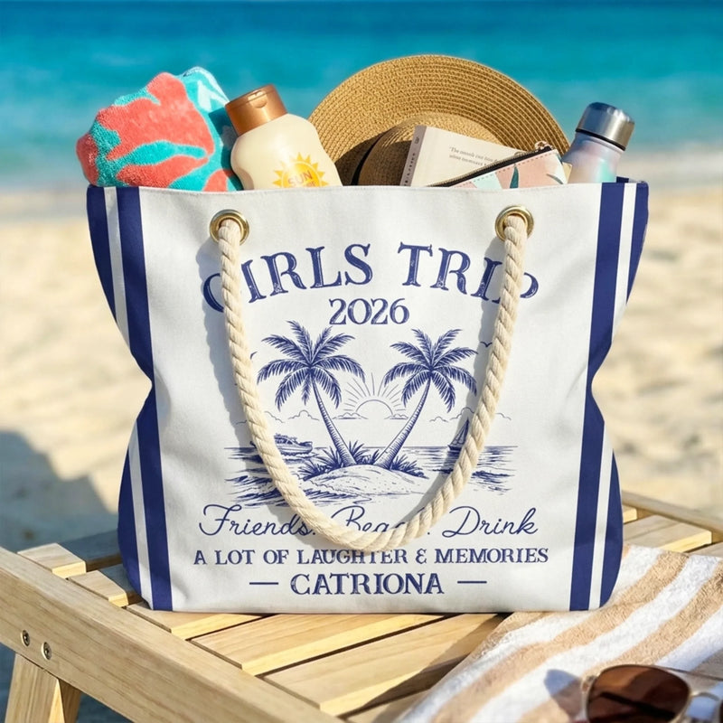 Custom Beach Bag - Personalized Summer Vacation And Travel Gifts For Best Friends, Family - Sun, Laughs, And Besties Forever