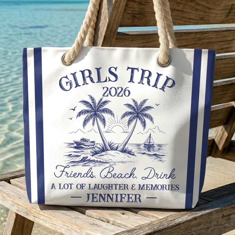 Custom Beach Bag - Personalized Summer Vacation And Travel Gifts For Best Friends, Family - Sun, Laughs, And Besties Forever