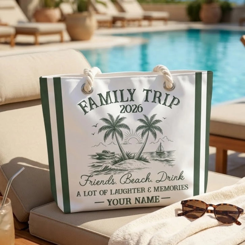 Custom Beach Bag - Personalized Summer Vacation And Travel Gifts For Best Friends, Family - Sun, Laughs, And Besties Forever