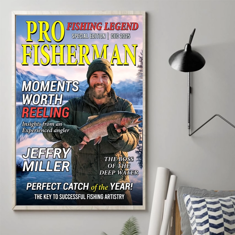 Custom Photo Magazine Vertical Poster, Canvas - Personalized Birthday Fishing Gifts For Fisherman - Reeling In The Good Times