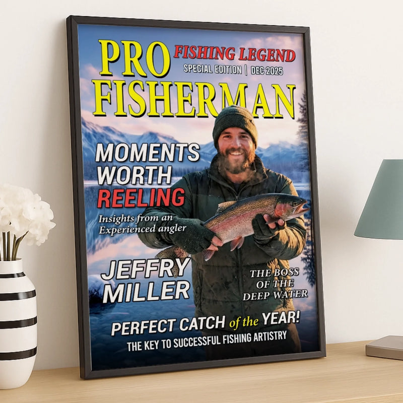 Custom Photo Magazine Vertical Poster, Canvas - Personalized Birthday Fishing Gifts For Fisherman - Reeling In The Good Times
