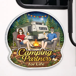 Custom Door Magnet - Personalized Anniversary Wedding Camping Gifts For Campers, Husband And Wife, Him And Her - Home Is Wherever We Park It