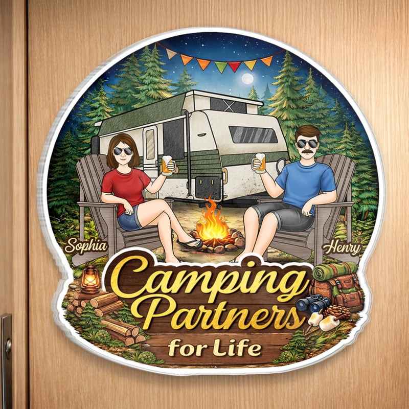Custom Door Magnet - Personalized Anniversary Wedding Camping Gifts For Campers, Husband And Wife, Him And Her - Home Is Wherever We Park It