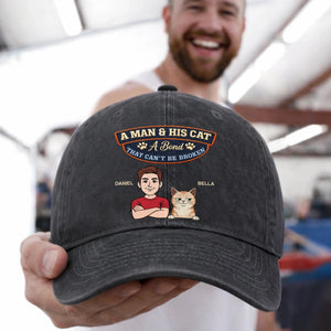 Custom Vintage Washed Denim Baseball Cap - Personalized Father's Day Birthday Gifts For Cat Lovers, Cat Mom And Dad - My Pet My Joy
